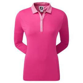 FootJoy Houndstooth Trim 3/4 Sleeve dámské golfové polo - Pink