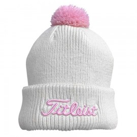 Titleist Pom Pom dámská zimní golfová čepice - White/Pink