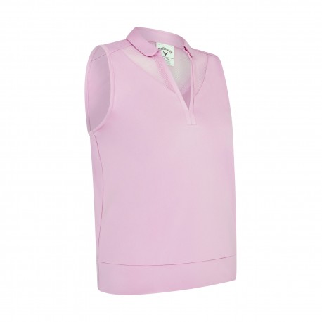 Callaway Waist Length Mesh Detail Sleeveless dámské polo - Orchid