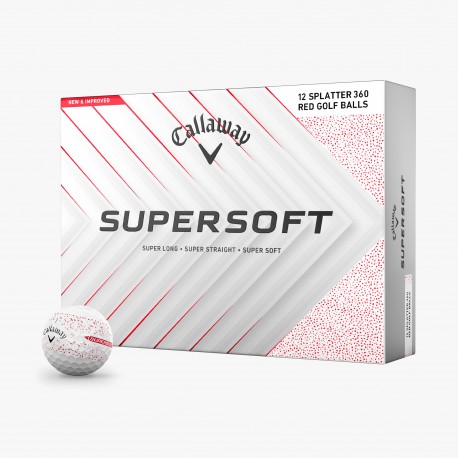 Callaway Supersoft Splatter Red 25 golfové míčky bílé, 12 ks