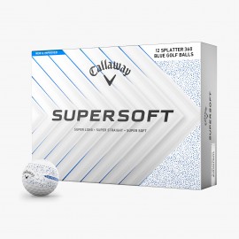 Callaway Supersoft Splatter Blue 25 golfové míčky bílé, 12 ks