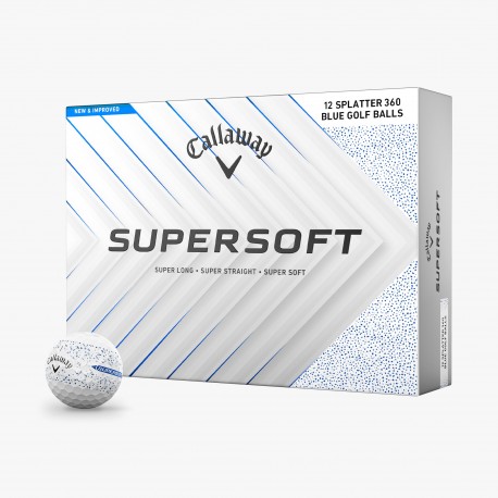 Callaway Supersoft Splatter Blue 25 golfové míčky bílé, 12 ks
