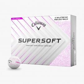 Callaway Supersoft Splatter Pink 25 golfové míčky bílé, 12 ks