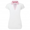 FootJoy Cap Sleeve Print Trim Lisle dámské polo - White/Pink Lemonade