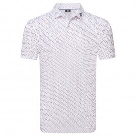 FootJoy Bounce Print Pique pánské polo - White/Hibiscus/Flint