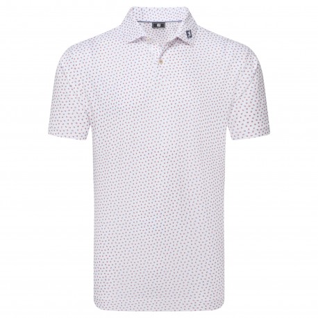 FootJoy Bounce Print Pique pánské polo - White/Hibiscus/Flint