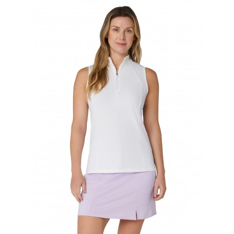 Callaway Sleeveless Rib Play Zip Mock dámské polo - Salt Air