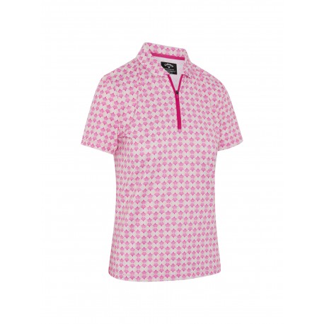 Callaway Deco Geo Print Mesh Insert dámské polo - Fuchsia Purple
