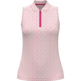 Callaway Sleeveless Deco Geo Print Mesh Insert dámské polo - Fuchsia Purple