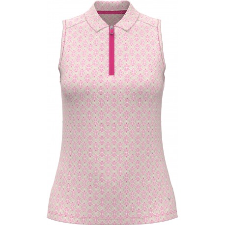 Callaway Sleeveless Deco Geo Print Mesh Insert dámské polo - Fuchsia Purple