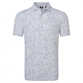 FootJoy Watercolour Floral Print Pique pánské polo - White/Chambray/Nantucket Red