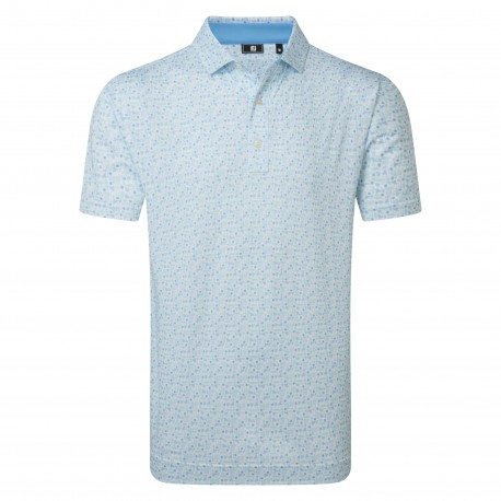 FootJoy Surfs Up Print Lisle pánské polo - Deep Reef/White/Sea Glass/Blue Reef