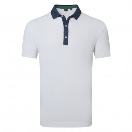 FootJoy Star Geo Trim Pique pánské polo - White/Navy