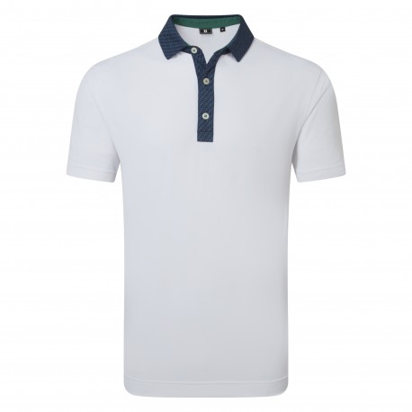 FootJoy Star Geo Trim Pique pánské polo - White/Navy