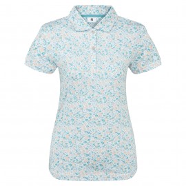 FootJoy Cap Sleeve Lisle dámské polo - Tile Blue/Floral Print