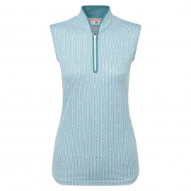 FootJoy Zip Front Tank Printed dámské polo -Tile Blue/White/Peach/