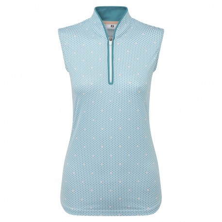 FootJoy Zip Front Tank Printed dámské polo -Tile Blue/White/Peach/