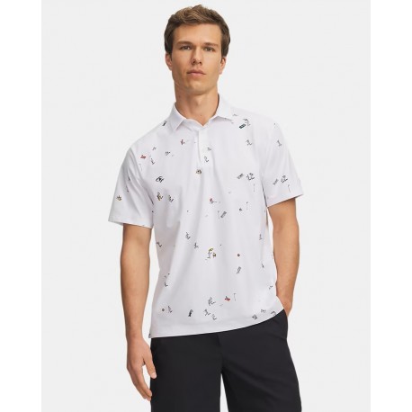 Under Armour Drive Printed Beach Golf pánské polo - White/Rack Green/ Black