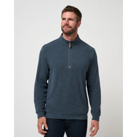 TravisMathew Cloud Sweater Quarter Zip pánská mikina - Heather Navy