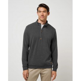 TravisMathew Cloud Sweater Quarter Zip pánská mikina - Heather Black