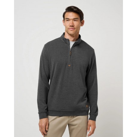 TravisMathew Cloud Sweater Quarter Zip pánská mikina - Heather Black