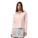 TravisMathew Skyloft Light Zip Long Sleeve dámské polo - Heather Blush Pink