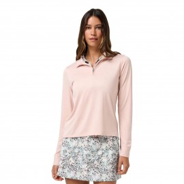 TravisMathew Skyloft Light Zip Long Sleeve dámské polo - Heather Blush Pink